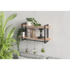 полка навесная gutta 470х920х250 (2 яруса) каркас чёрный, настил эвок