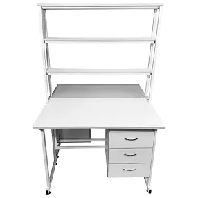 стол лабораторный островной с надстройкой сло 22.021 (белый)