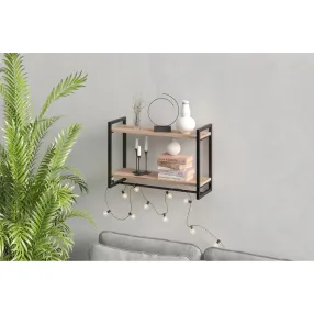 полка навесная gutta 470х690х250 (2 яруса) каркас чёрный, настил патина